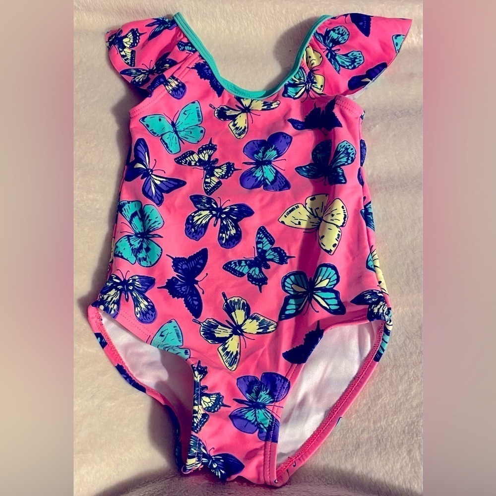 Wave Zone Swim Suit, One piece, Sz 24M, Butterflies, Pastel, Like new, Girly - Picture 10 of 11